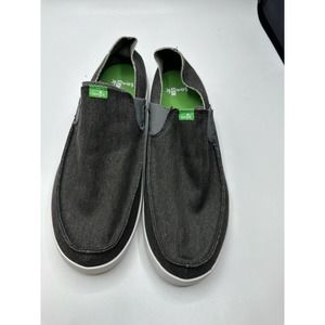 SANUK Men’s Pick Pocket Gray Grey CANVAS Shoes Slip In Loafer Sneaker Sz 9